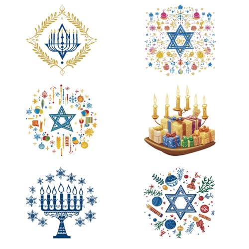 Hanukkah Iron Transfer Patch Heat Transfer Sticker Vinyl Design Iron Applique T-Shirt Clothing DIY Craft Applique Clothing Decoration (P1)