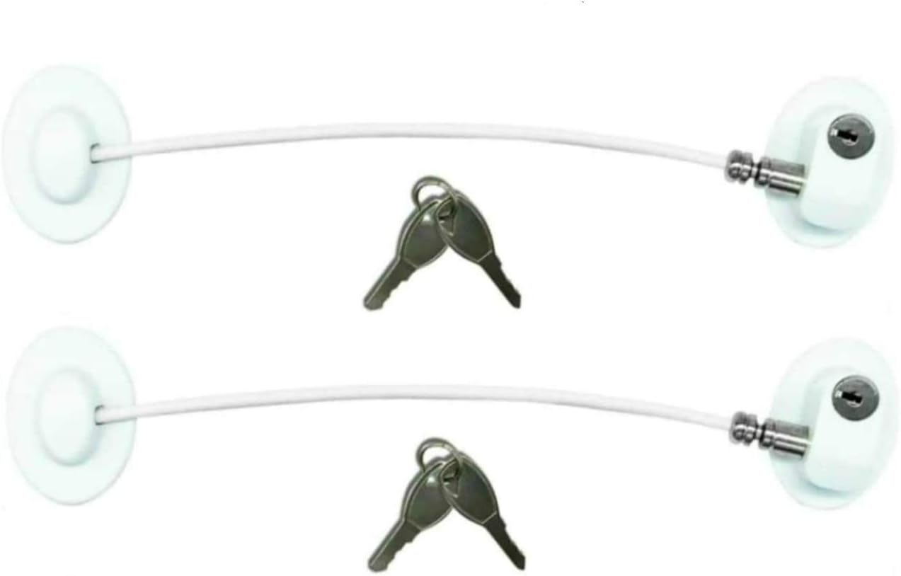 2 Pack Refrigerator Door Locks，Freezer Door Locks，File Drawer Cabinet Locks by REZIPO White with 4 Keys