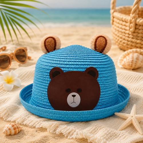 Image of VRITRAZ Baby Boy's and Girl's Kids Children Cute Printed Cartoon Gift Summer Fancy Dress Straw Fasion Hat Cap 1