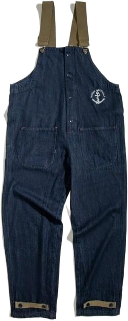 Men's Bib Overalls Pants American retro Jumpsuits spring and autumn Straight Leg jeans for men