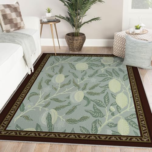 Tapis d'espace 140x200cm lavable vert avec bordure marron