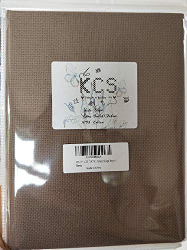 Image of 19 inch x 28 inch 14CT Counted Cotton Aida Cloth Cross Stitch Fabric (Coffee)
