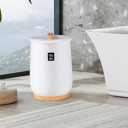 Tangkula Towel Warmer Bucket, 20L Heated Towel Warmer w/LED Display, 1-Button Control & 20/40/60/90 Min Timer, Luxury Bathroom Spa Towel Heater w/Fragrant Disc Holder & Auto Shut Off (White, 20L)
