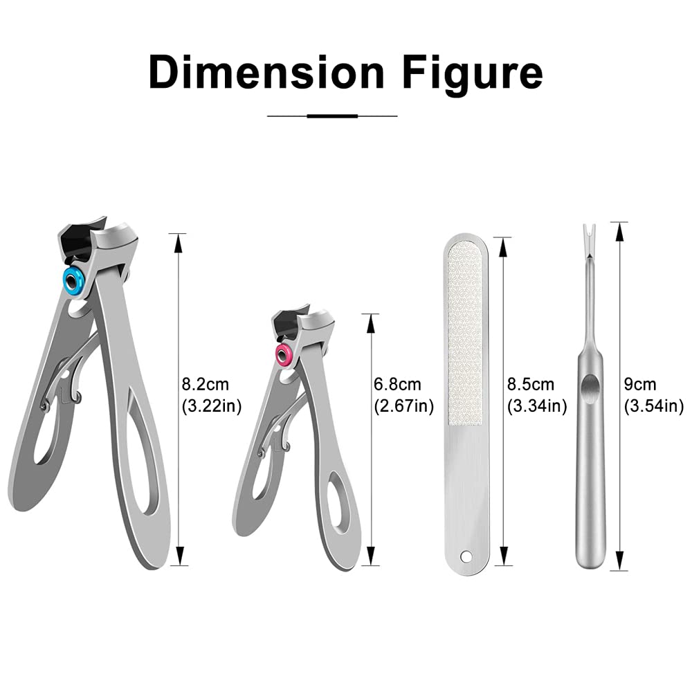 Set Tagliaunghie Tagliaunghie con Apertura A Mascella Larga Tagliaunghie per Unghie E Unghie dei Piedi in Acciaio Inossidabile con Lima per Unghie per Uomini Donne Anziane,Silver