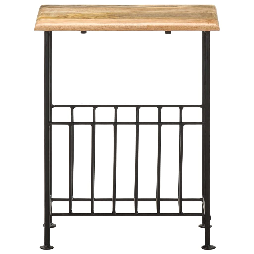 Hothingwell Revistero Madera Maciza Mango 40x30x50 cm | Base acero recubrimiento polvo, robusto y duradero, mesa auxiliar y mesita noche, fácil montaje