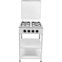 5 Burner Natural Gas Stove, Portable Outdoor Cooking Stove with Wind Blocking Cover & Storage Shelves, Freestanding Iron Stove for Camping, RV, and Home Use Manual Ignition, Black