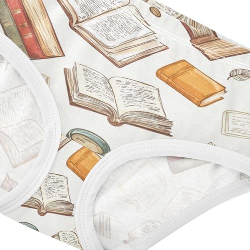 ZZKKO Retro Literary Style Books Girls Underwear Toddler Panties for Girls Comfort Brief Size 2T-8Y3