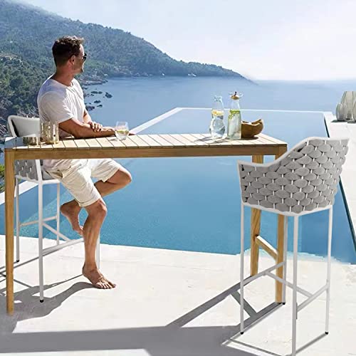 Voolex Outdoor Bar Stools Set Of 2 Aluminum Bar Height Patio Chairs Modern Style Waterproof Counter Stools Set Of 2 For Backyard, Pool, Garden,330Lb Capacity (2Pcs Chairs Only) #TOP16