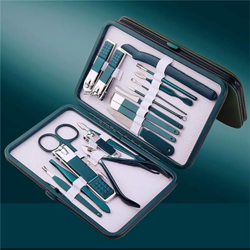 Coupe-ongles vert et couteau de pédicure avec boîte outils à ongles