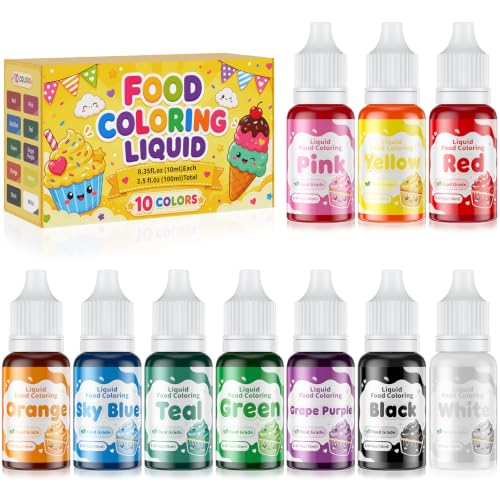 Image of Food Coloring 10x10ml Set for Baking Cake Halloween Fondant