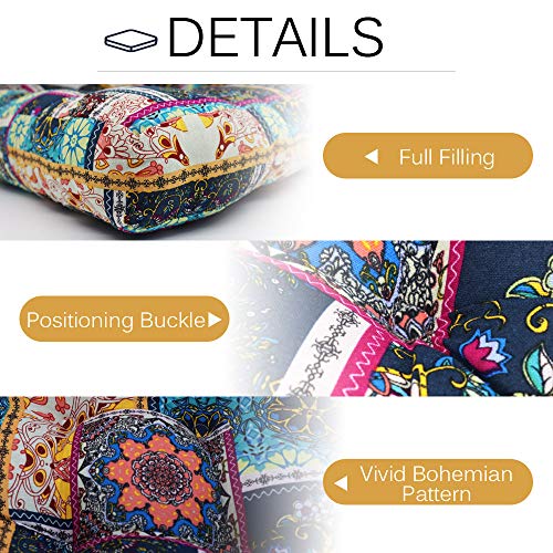 Higogogo Turquoise Meditation Pillow For Floor, Square Bohemian Mandala Cotton Linen Indian Style Cushion Pillow For Yoga Living Room Balcony Kids Playing Room Party Outdoor Decoration, 22X22 Inch #TOP1