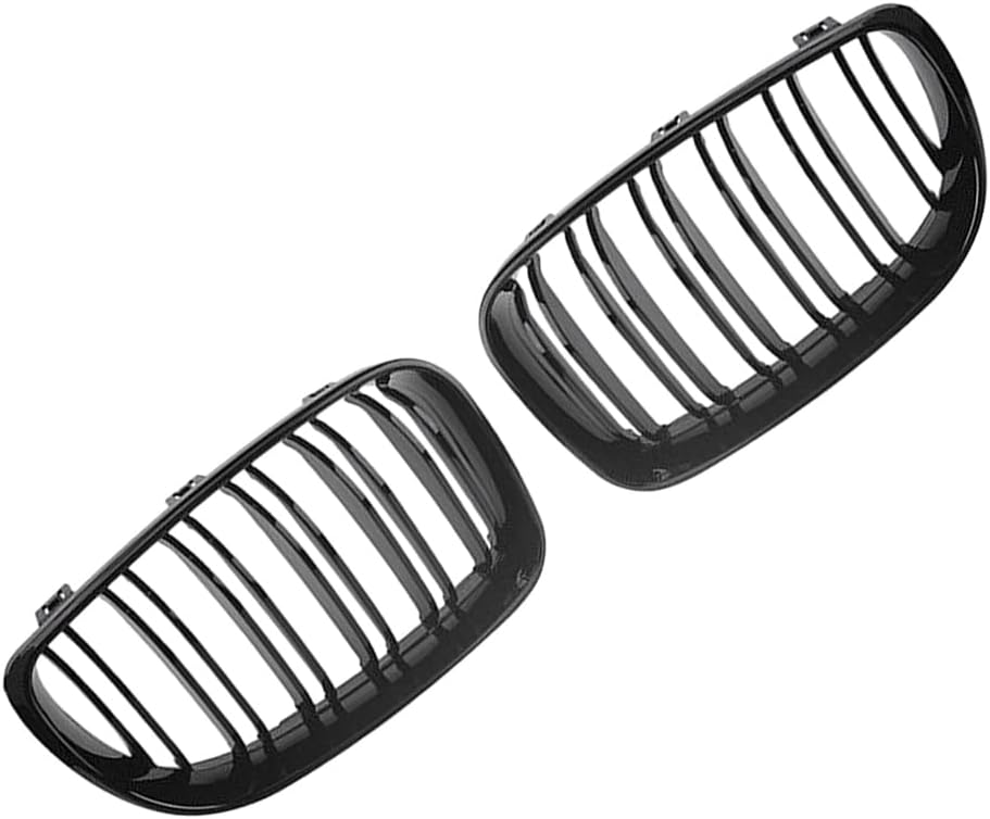 Pair Grill Double Line, Front Bumper Kidney Grille, Front Kidney Grille Double Slats, 2007-2013 Compatible with BMW E81 E87 E82 Coupe E88 Cabriolet