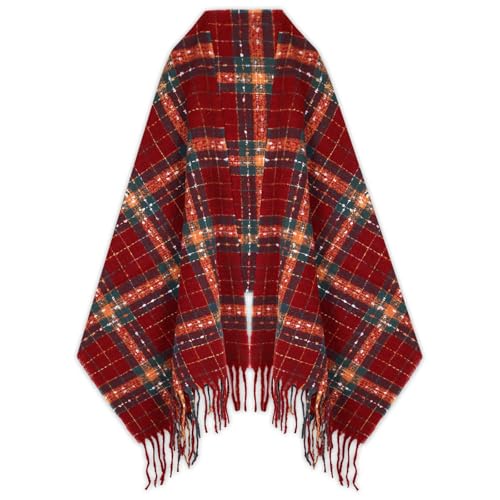 EXTREE Scarfs for Women Pashmina Silky Shawl Wrap for Evening Dressing Blanket Open Front Poncho Cape