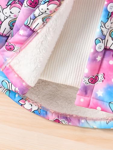 Little Girls Lined Fleece Jacket with Hood Winter Thick Warm Button Down Outerwear Cute Cartoon2