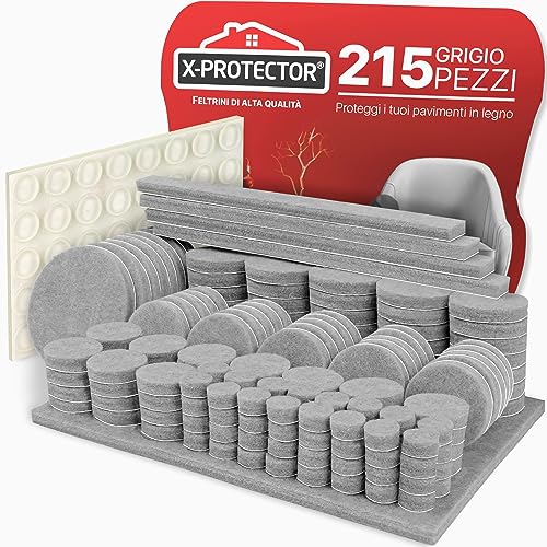 Feltrini per gambe di mobili X-PROTECTOR 215 pezzi, Grigio con