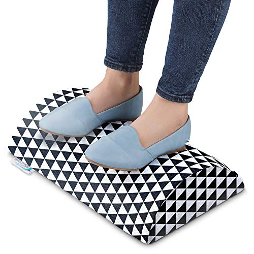 Under Desk Ergonomic Footrest Plus  Foam Foot Rest for Circulation and Comfort with Hook and Loop-Fasten Fabric  Office Essentials Footstool for Men and Women by Dr.Cushions, 4x11x17.5 in.