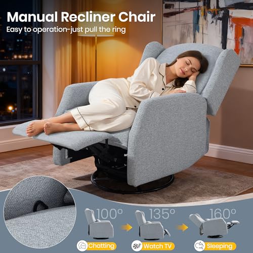 Sillón giratorio reclinable gris con reposapiés ajustable miniatura 5