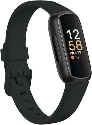 Baaletc Compatible with Fitbit Inspire 3 Bands for Men Women, Soft Silicone Sport Wristband Strap Band Bracelets for Inspire 3, Small Large (Black-, Small:5.5"-7.1" Wrist)
