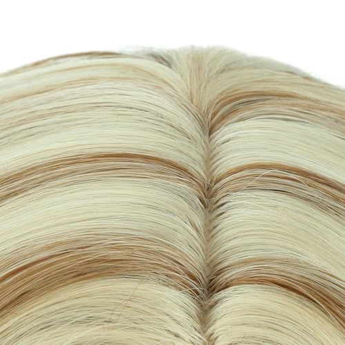 Image of PATTNIUM Blonde Brown Short Curly Wavy Wigs for Kids Girls Side Part Blond Mixed Brown Shoulder Length Heat Resistant Synthetic Wig Halloween Cosplay Costume Party Wigs