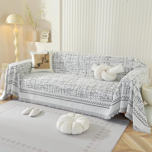DeepDream Funda para sofá de 1/2/3/4 plazas, chenilla, lavable, forma de L, para sofá seccional, funda de futón para mascotas y niños, 180 x 300 cm, color gris