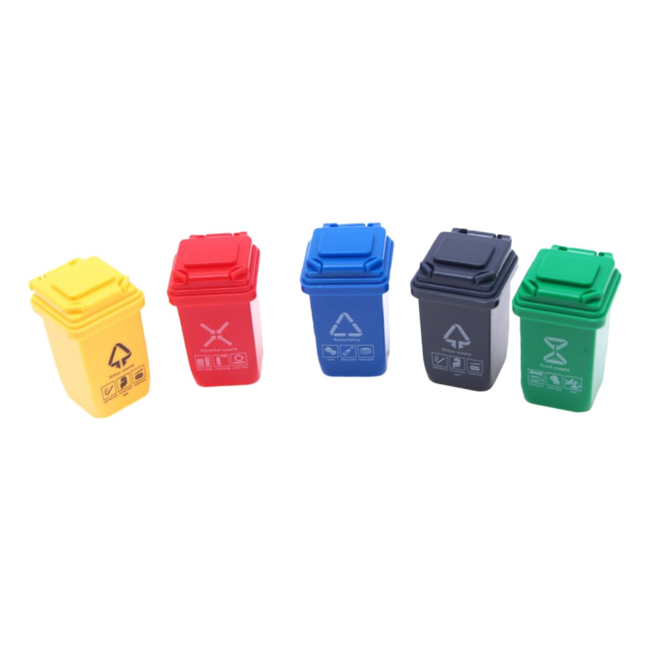 BESTonZON Doll House Mini Trash Can 5pcs Plastic Sorting Garbage Cans Miniature House Model Accessory for Boys and Girls