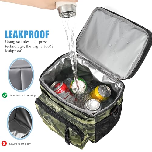 Image of MIYCOO Lunch Bag & Lunch Box for Men Women, Double Deck Leakproof Insulated Soft Large Adult Camping Cooler bag for Work, Beach, Picnic, Travel (Camouflage, 15L)