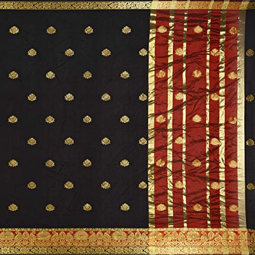 Image of SORU FASHION Women's Banarasi Pure Silk Saree With Unstitched Blouse Piece