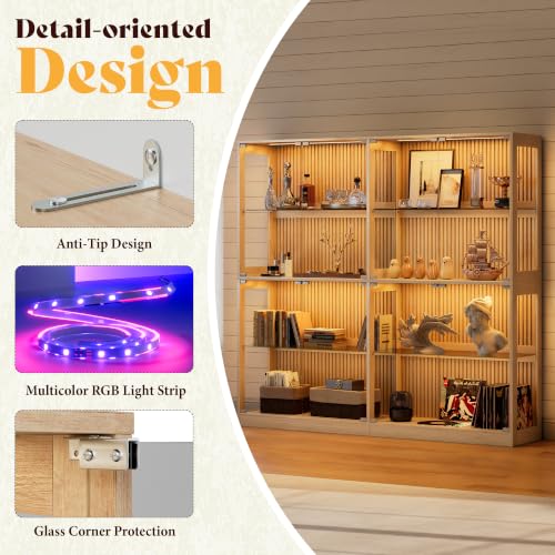 Image of AMERLIFE 75-Inch RGB Display Cabinet with Glass Shelves