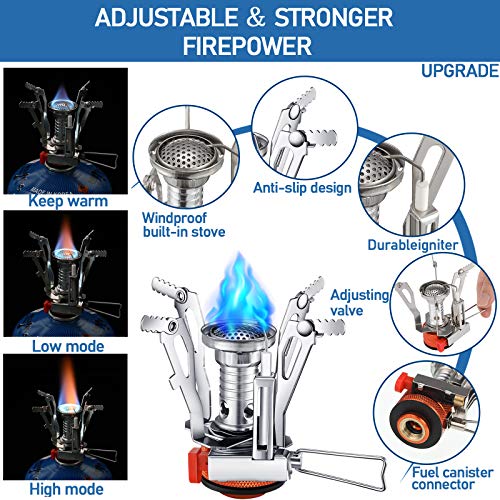3 Pieces Camping Stove Travel Stove Windproof Backpacking Stove With Piezo Ignition Portable Fuel Burner For Outdoor Camping Hiking Cooking #TOP2