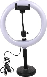 UKCOCO Live Fill Light Table Top Tripod Adjustable Stand Desktop Ring Light Ring Light with Stand and Phone Holder Selfie Ring Light Ring Light for Ring Light for Desk Standing Ring Light