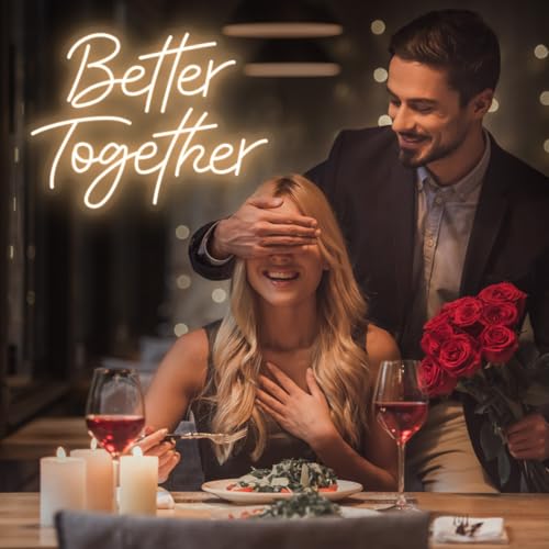 Image of Better Together LED Neon Sign for Wedding 16.5 x 12.4 inch | Neon Light Gift for Wall Party Decor,Bedroom Room ,Wedding Engagement Anniversary Bridal Shower Backdrop Decororations