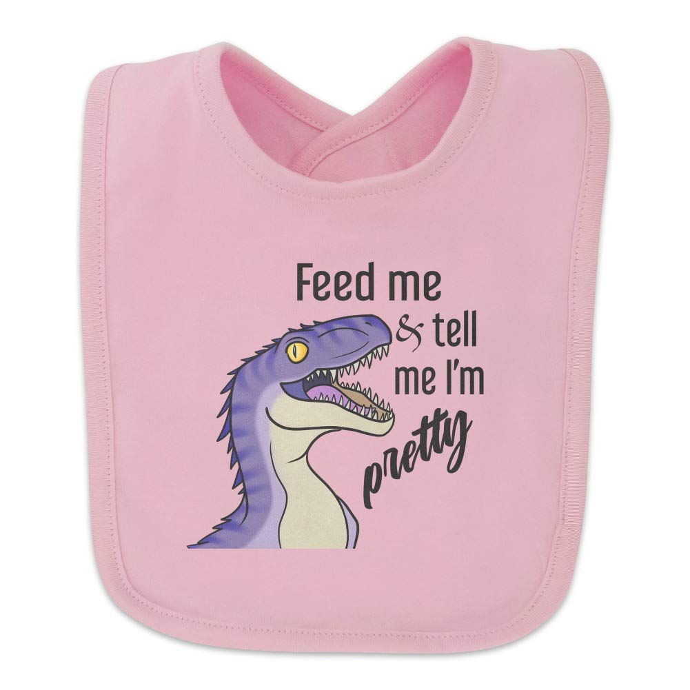 GRAPHICS & MORE Velociraptor Feed Me and Tell Me I'm Pretty Dinosaur Funny Baby Bib