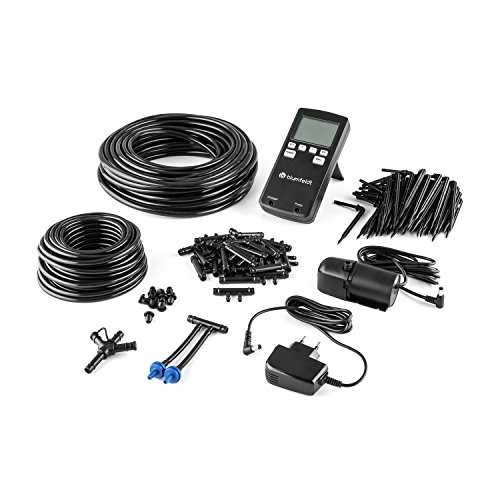 Blumfeldt Greenkeeper - Bewässerungsset, Bewässerungssystem, Tröpfchenbewässerungsbausatz, bis zu 60 Topfpflanzen, einstellbare Bewässerung, 12V Pumpe, schwarz