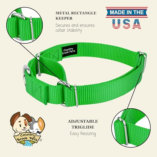 Country Brook Petz - Martingale Dog Collar - Heavy-Duty Training Collar with No Buckle - Service Dog Collar for All Pups - 20 Vibrant Colors (Hot Lime Green, 3/8 Inch, 2XS) by Country Brook Design - Used condition - Image 9