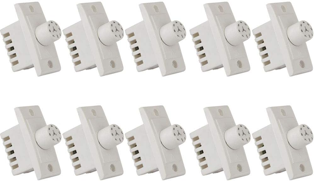 HI PLASST PINS N PLUGS Hi-PLASST (10pcs) Switch Type Regulator, 7-Step, Non-Modular Step Type Fan Regulator for Home & Offices (White),(L*B = 5.5 * 2.4cm)-Pack of 10