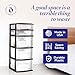 HOMZ Drawer Tower, 5-Tier Clear Plastic Storage Organizer Unit, Black Frame - Multi-Purpose Container Drawers for Bedroom, Bathroom, and Office Organization