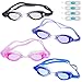 Peicees 4 Pack Swim Goggles for Kids 6-14 with Earplugs and Case Clear Anti-Fog