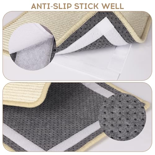 Image of Graciadeco White Cat Scratching Mat Sisal, 2 Packs Sisal Fabric Large Cat Scratching Pad for Indoor Cats with Adhesive Hook Loop Tape, Wall Scratchers for Indoor Cats 23.6 inch x 15.7 inch