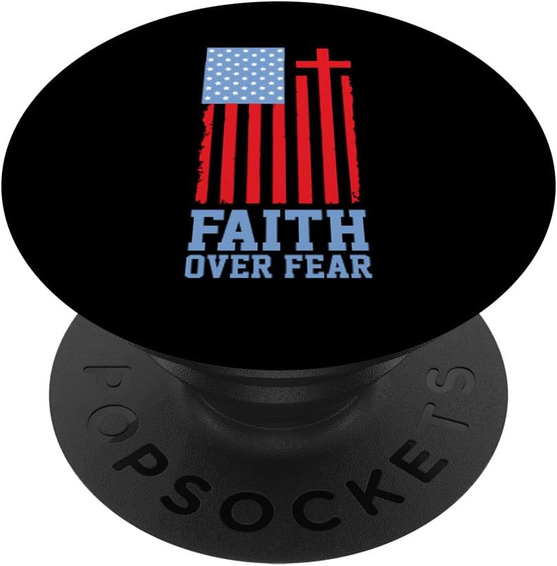 USA American Flag - Faith Over Fear Christian Quote PopSockets MagSafe PopGrip for iPhone