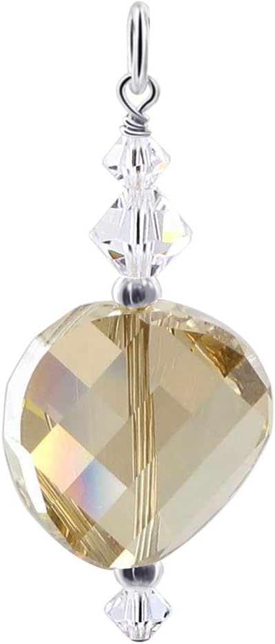 Gem Avenue .925 Silver Charm Pendant with Faceted and Bicone Austrian Crystals