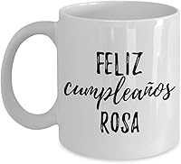 Vista 1 de Feliz Cumpleanos Rosa Mug Spanish Happy Birthday Personalized Name Gift Coffee Tea Cup 11 oz