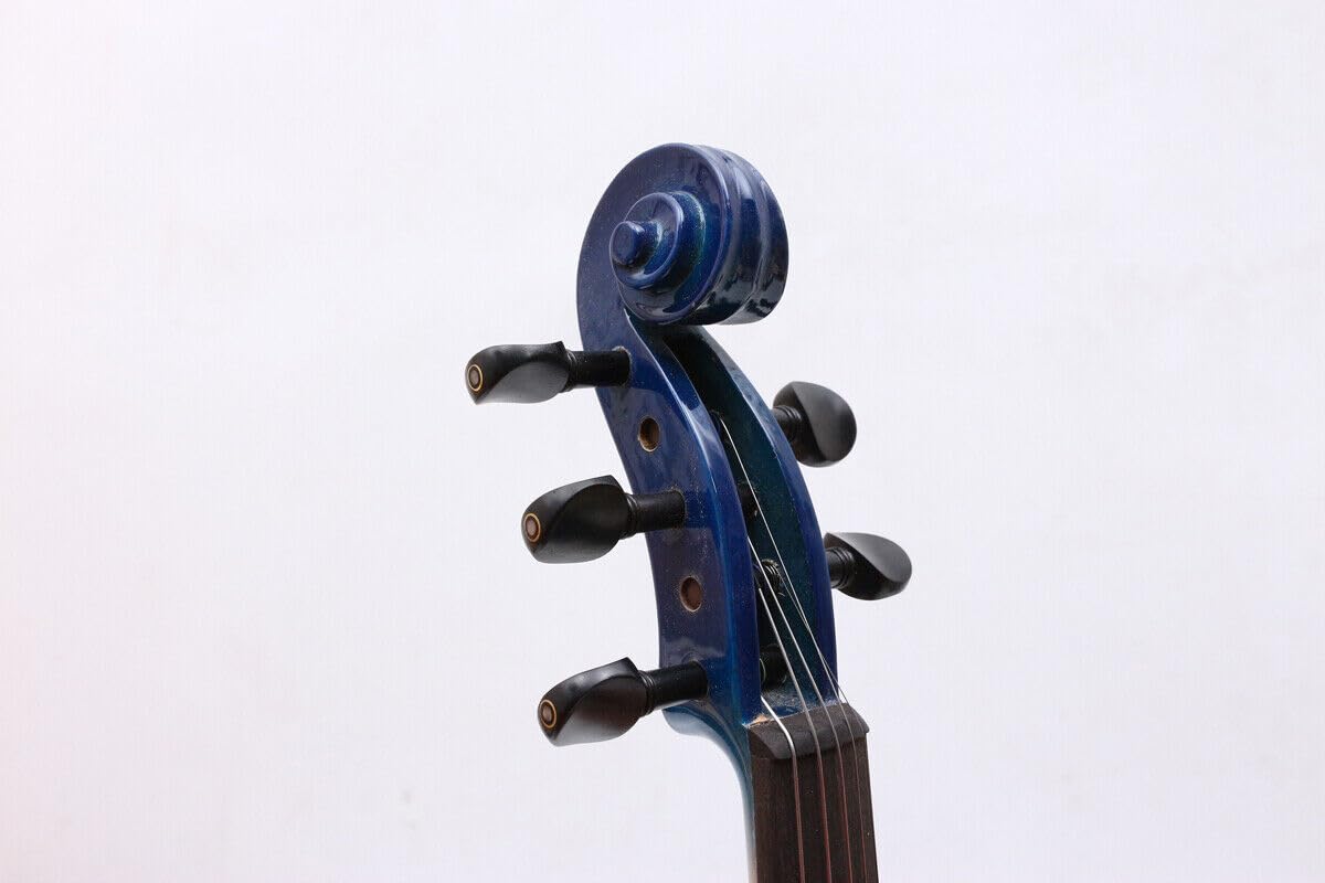Violino Elettrico Blu a 5 Corde, Violino in Legno massello, Misura 4/4, con Accessori in Ebano, Cavo Jack Grande, Archetto per Violino e Custodia (Blu a 5 Corde)