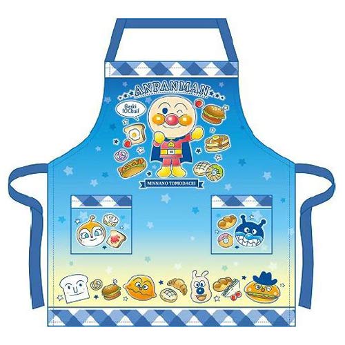 アンパンマン エプロン 青色ストライプ 他2点エプロンセット