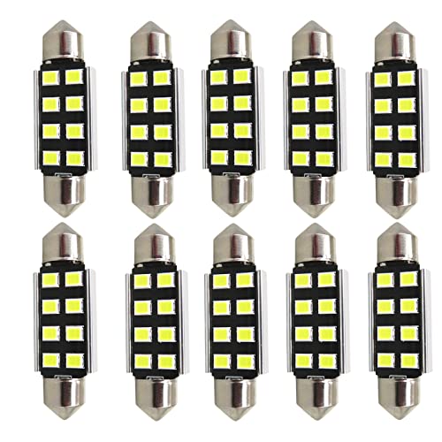 Image of WLJH 578 LED Bulb 211-2 212-2 561 562 41mm 42mm Festoon 8SMD White Canbus Error Free Car Light Interior Dome Map Trunk Cargo Footwell License Plate Lights (Pack of 10) | 211-2 212-2 561 562, 2835 SMD, 400lm, Canbus, Stable Performance, Footwell, License Plate Light, 10-Pack