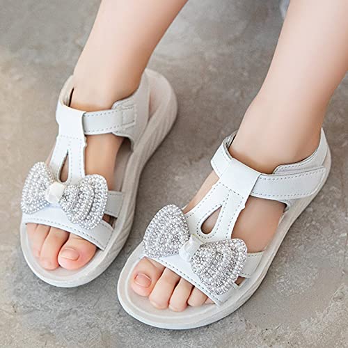 Toddler Girl Running Sports Sandals Little Girl Summer Dress Shoes Lightweight Open Toe Beach Holiday Sandals (White, 4.5-5 Years Little Child)3