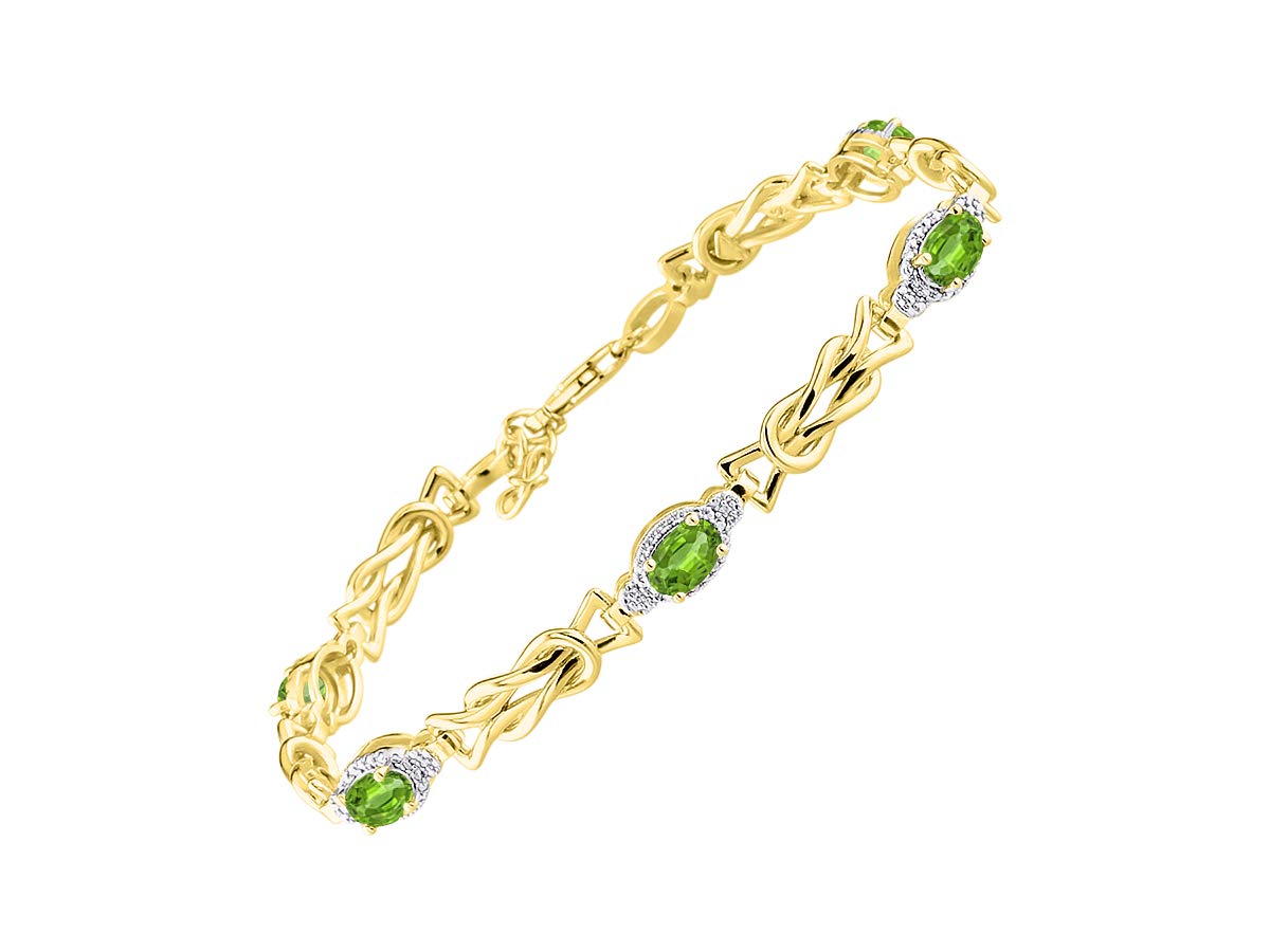 RYLOS Bracelets for Women Yellow Gold Plated Silver Love Knot Tennis Bracelet Gemstone &amp; Diamonds Adjustable to Fit 7"-8" Wrist, 5 Gorgeous 6X4MM Jewelry for Women Friendship Bracelets