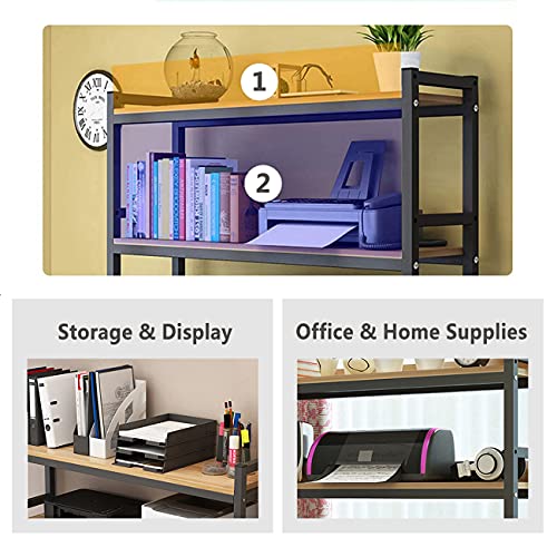Tmucung Computer Desktop Bookcase, 2-Tier Multipurpose Countertop Hutch Display Shelf, Adjustable Wood Rack Organizer For Home Dorm Office Supplies - Brown #TOP1