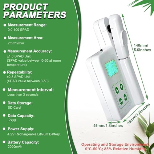Analizador de Clorofila, Medidor Portátil de Clorofila, Analizador de Contenido de Nitrógeno y Nutrientes de Plantas, para Agricultura