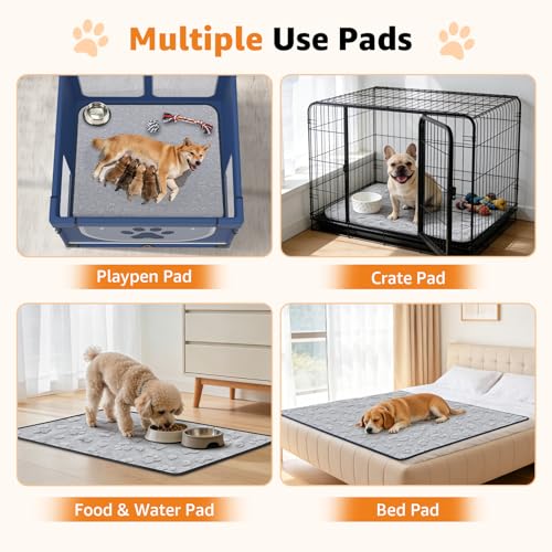 Image of LOOBANI 2 Pack Extra Large Washable Pee Pads for Dogs 54 inchx54 inch, Gray