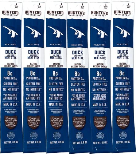 6 Count - Hunter's Reserve - PKM - Exotic Meat Trail Sticks - 6 Count - Adventure You Can Taste - Wild Game Exotic Jerky Meat Sticks (Duck)
